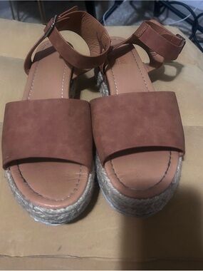 Forever Link Rust Brown Espadrille Ankle-Strap Platform Sandals
